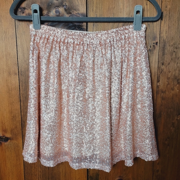 NWT AEO Rose Gold Sequin Mini Skirt - Picture 4 of 15
